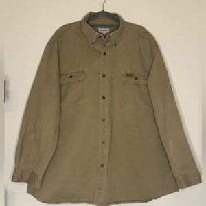 Carhartt Khaki Long Sleeve Button Up Work Short 2XL Vintage